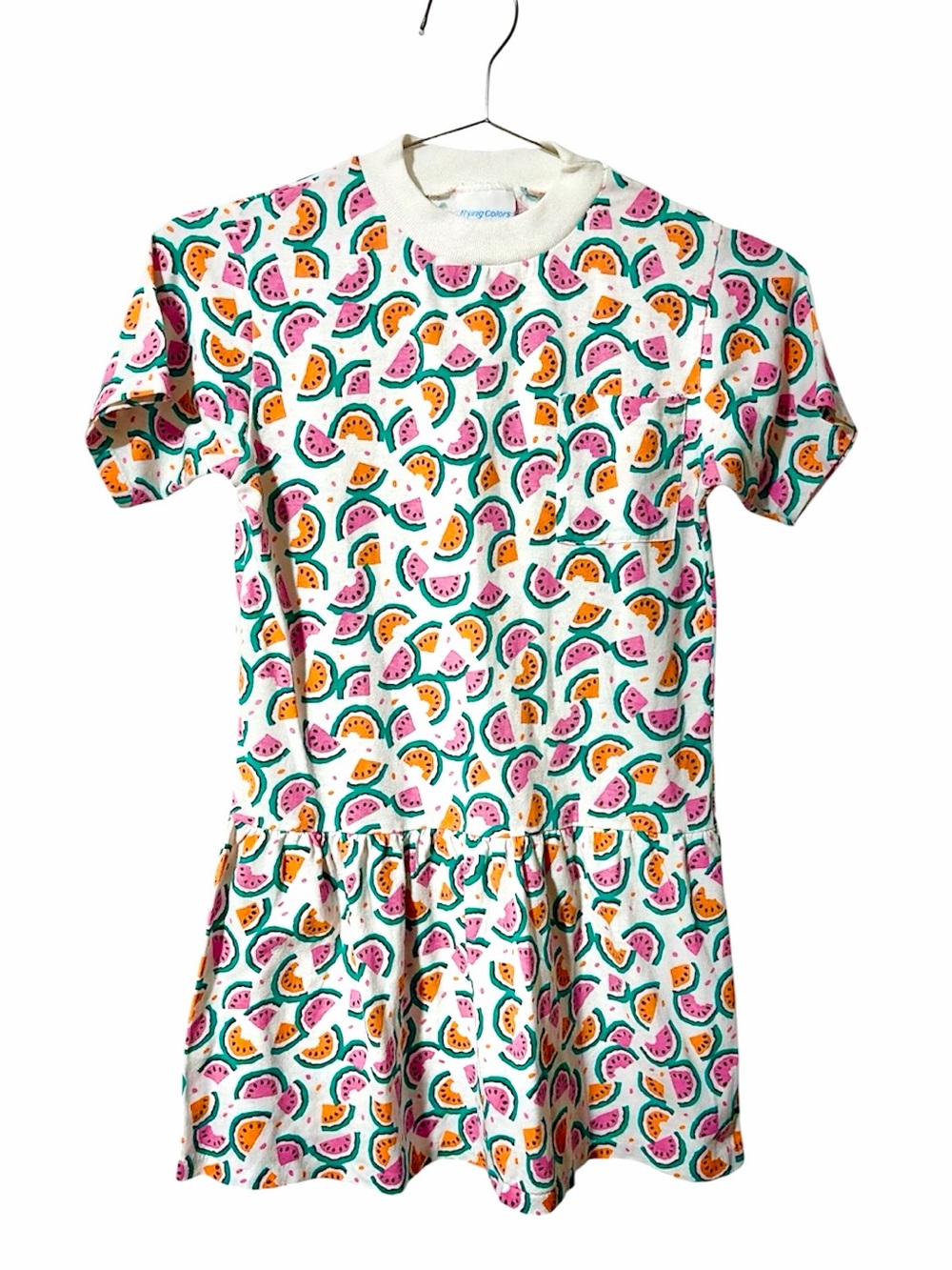 Flying Colors Watermelon Print Short-Sleeve Drop-Waist Dress